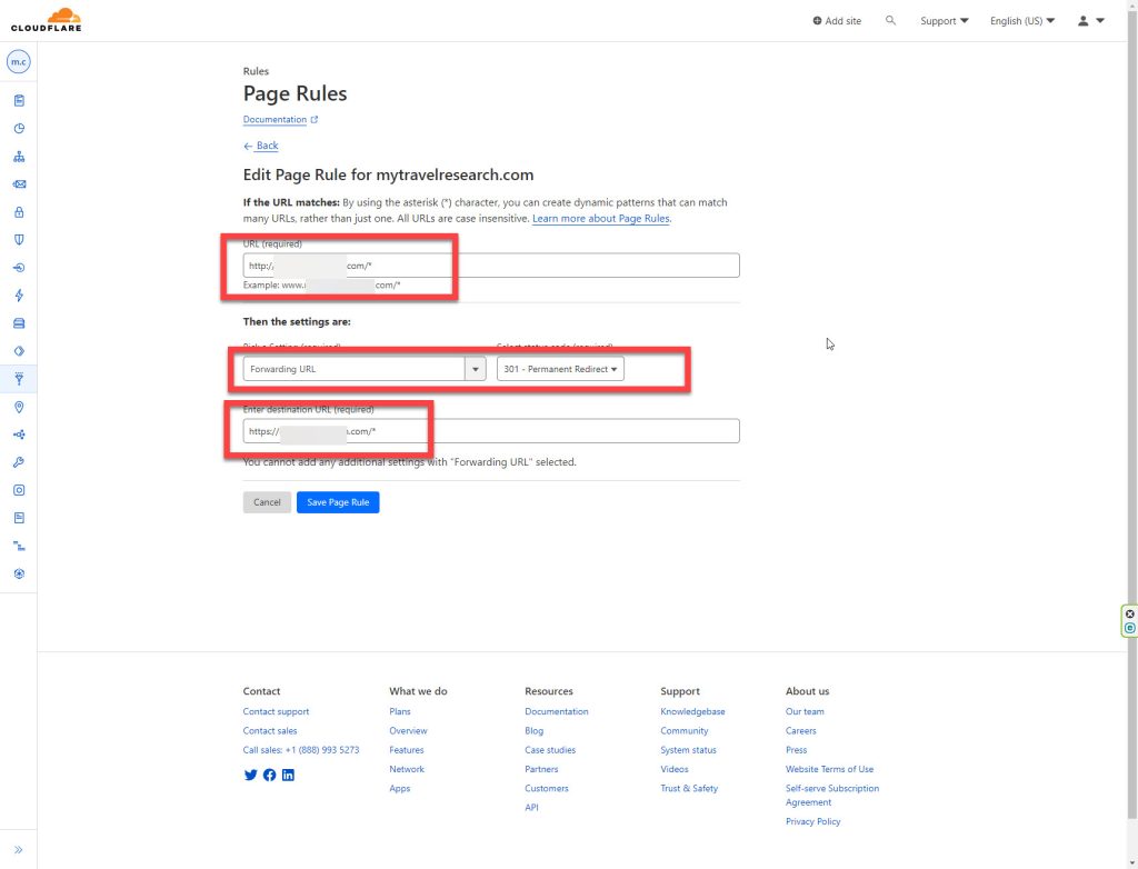 Cloudflare Page Rule for Redirecting non-www HTTP requests to non-www HTTPs